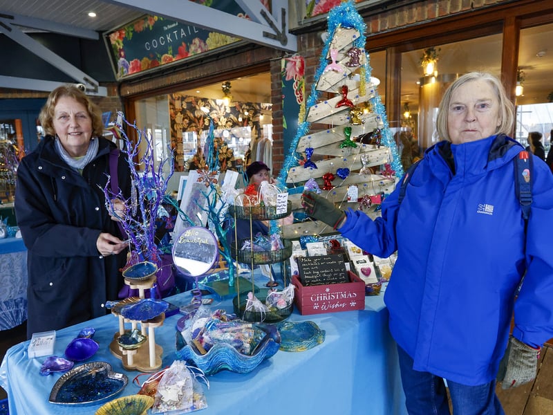Theresa Ferrugia and Jan Keeley looking at the Sunny Mermaid stall. Picture: Chris Moorhouse (301125-31)