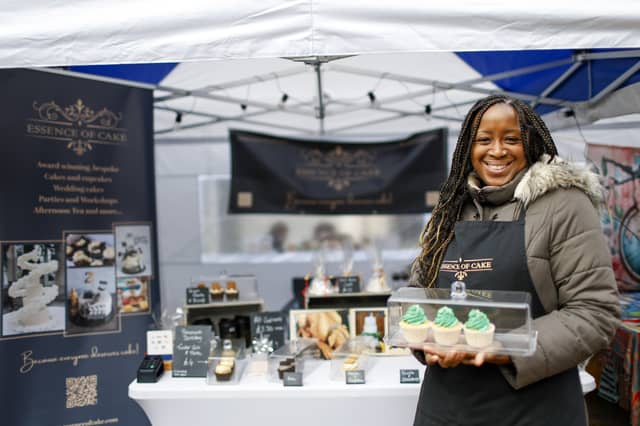 Cake artist Tracey Rashid of Essence of Cake. Small Business Taster Christmas Market. Entrepreneurs showed off their products at a Portsmouth City Council and Portsmouth Creates initiative in Commercial Road, Portsmouth
Picture: Chris Moorhouse (301125-02)