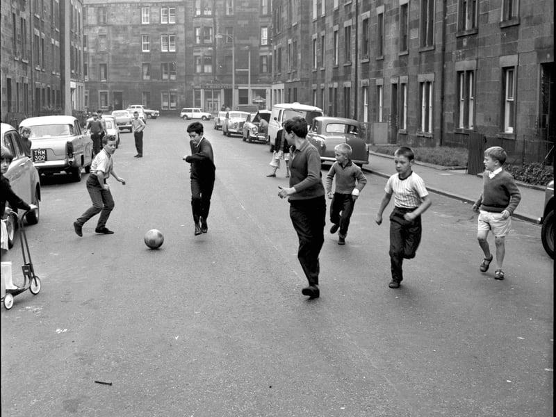 Children playing in safety in Orwell Place, Dalry, after a 'No Vehicles After 4pm' rule was introduced in August 1966.