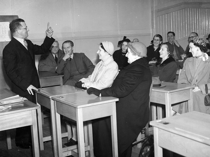 Tommy MacDonald, a candidate for the Gorgie and Dalry ward, in an election meeting in April 1956.