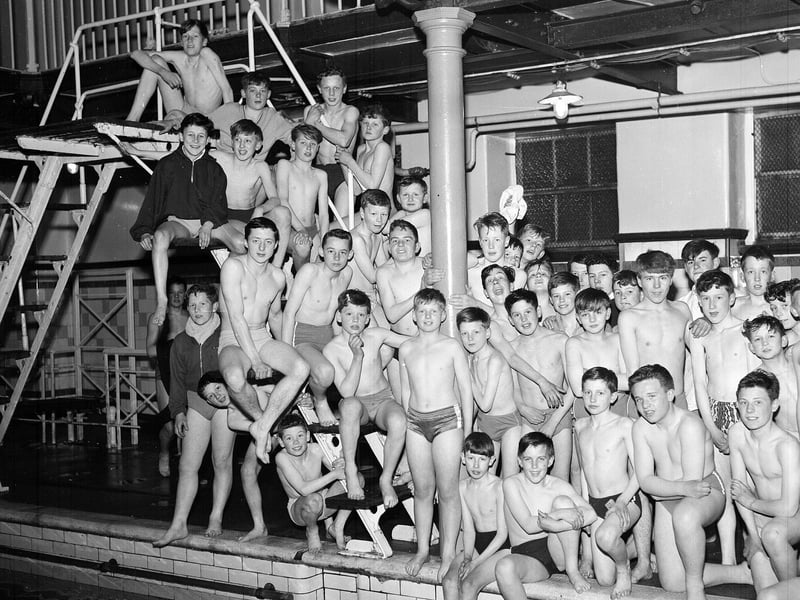 The Edinburgh Battalion Boys Brigade Swimming Gala in Dalry Baths in April 1964.