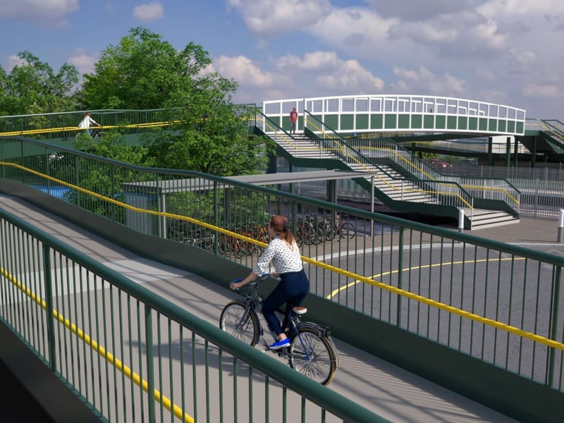 The new Havant Railway Station footbridge will be built slightly to the west of the current one and will feature a four-metre-wide main span and 3.5 metres on the ramps
