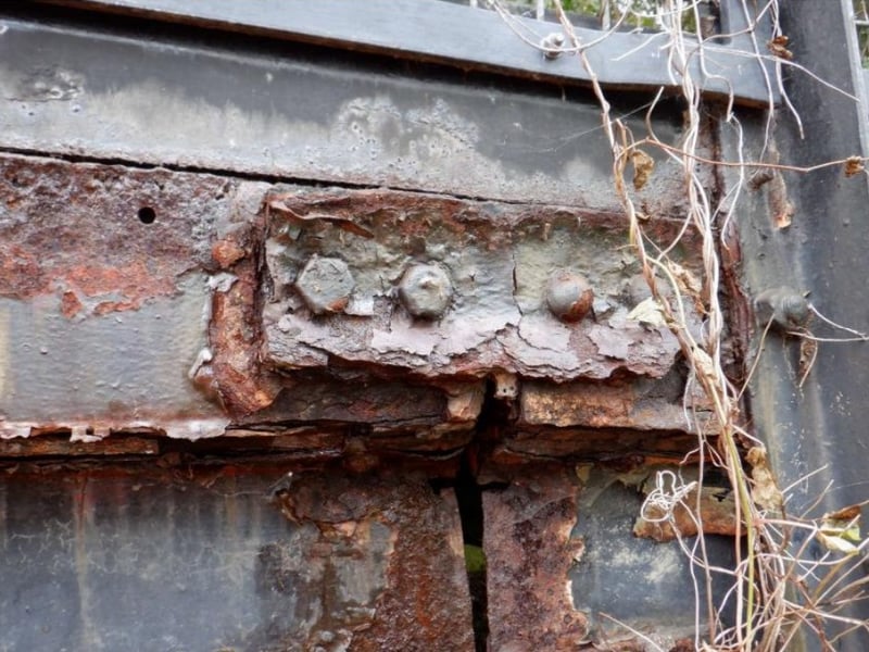 County council engineers report severe structural section loss on the footbridge at Havant Railway Station, and temporary scaffolding has been in place since 2012