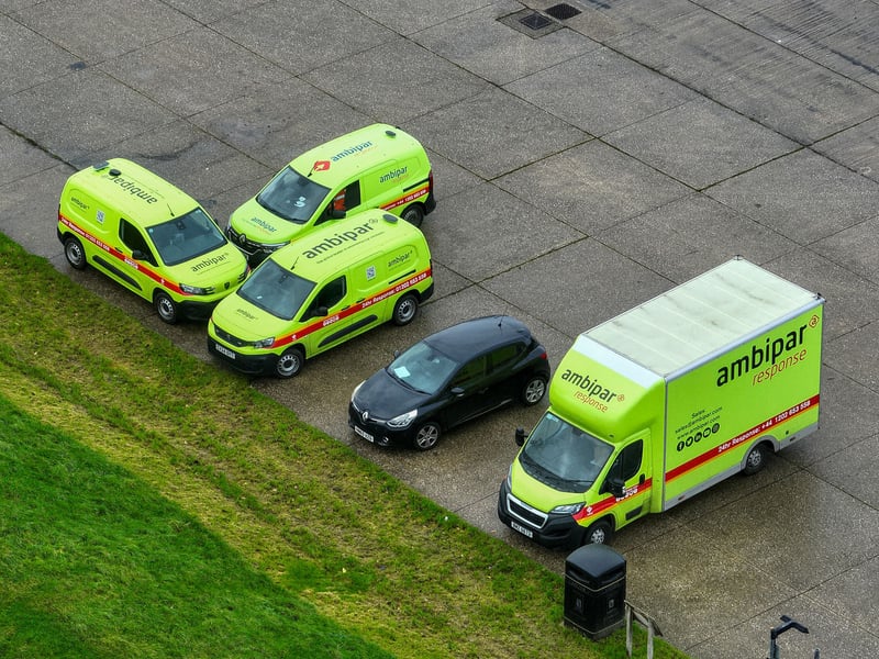 The response vehicles helping to deal with the spill.