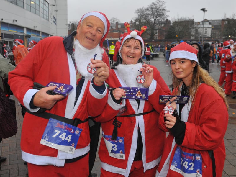 Finishers with their chocolate gift.