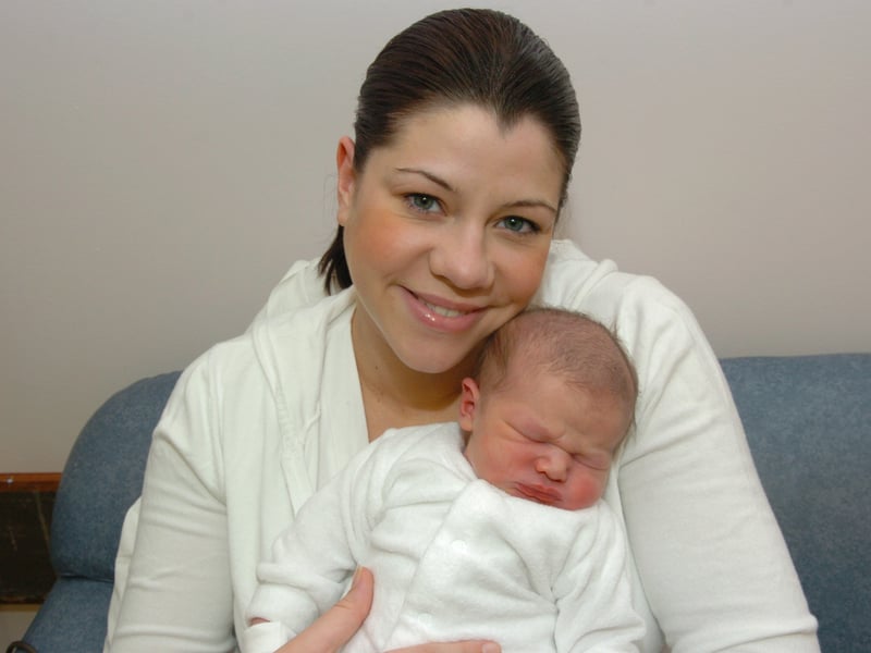 Becky Griffiths with New Year's Day baby Albie John Roberts in January 2006.