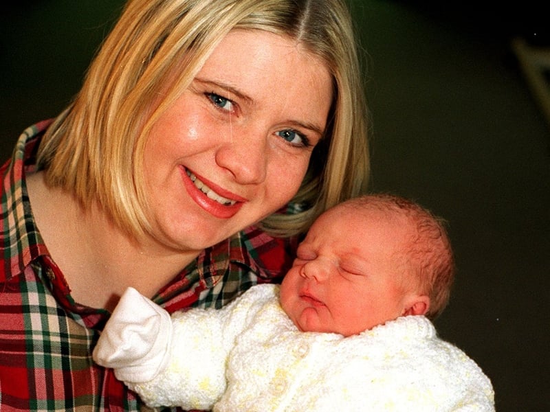 Nicola Walker with her New Year's Day baby at the Clarendon Wing at Leeds General Infirmary in 1998.