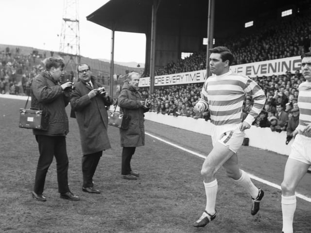Celtic's John Hughes takes to the Easter Road pitch in April 1966.