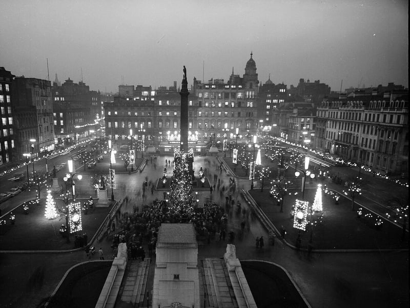 Christmas lights from the roof of City Chambers