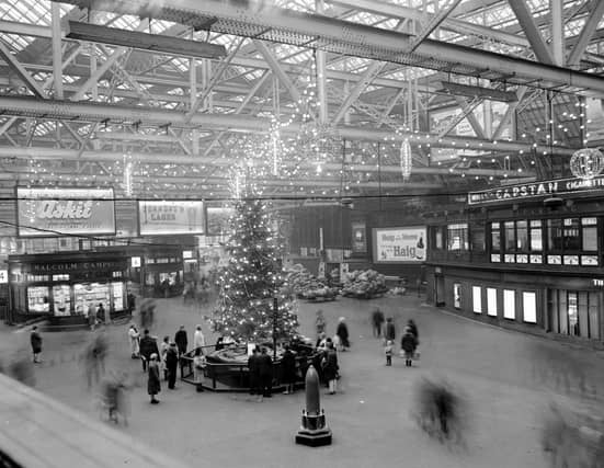 Christmas lights at Glasgow Central Station in December 1965