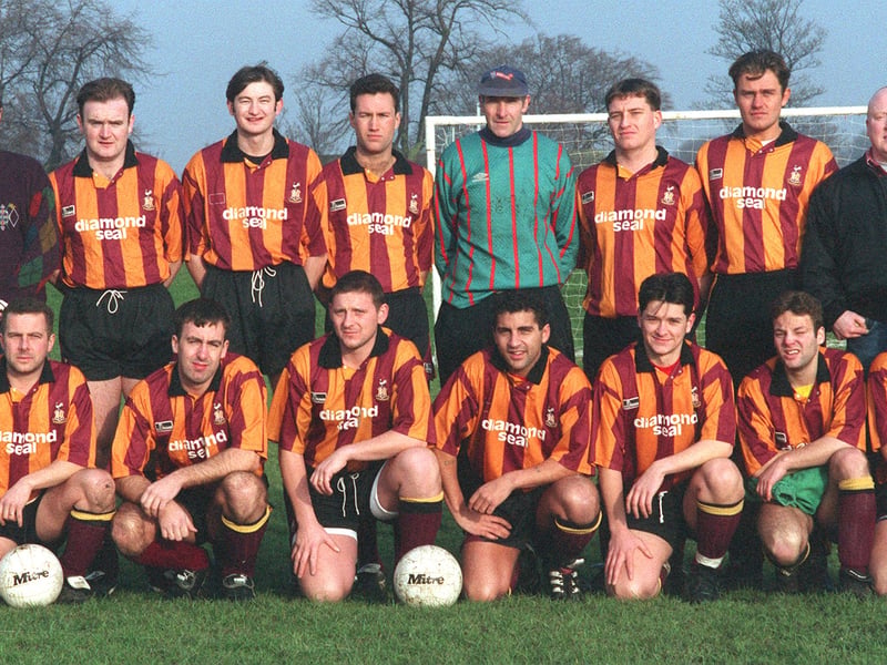 Churwell WMC of the Premier Division pictured in January 1996. Back row, from left, are Nigel Payne (secretary), Simon Walder, Mark Place, David Swain,  John Hobson, Mark Craven, James Crossley and Chris Earnshaw (manager). Front row, from left, are Martin Holmes, Stuart Clark, Johnathan Rimmington, Malcolm Simpson, Jeff Craven, Eddie Cassar and  Russell Mann.