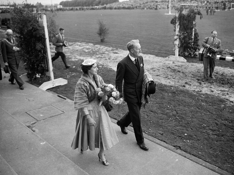Princess Margaret with the Earl of Dalkeith at the Inverleith Horse Show in August 1954.