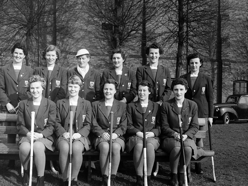 The Scottish women's hockey team at Inverleith in March 1956.