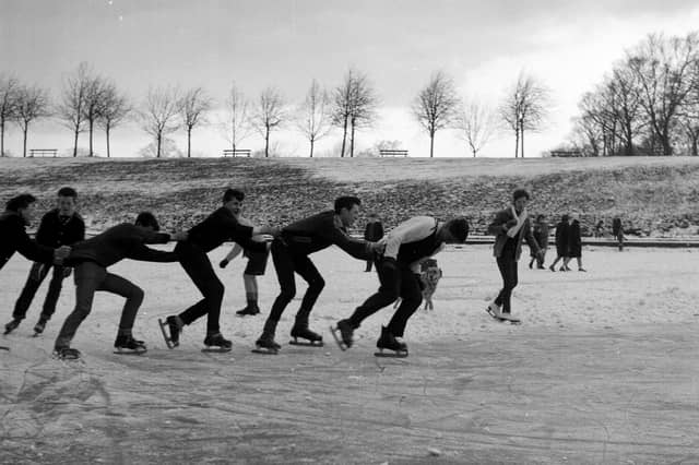 Ice skating on Inverleith Pond in December 1961.