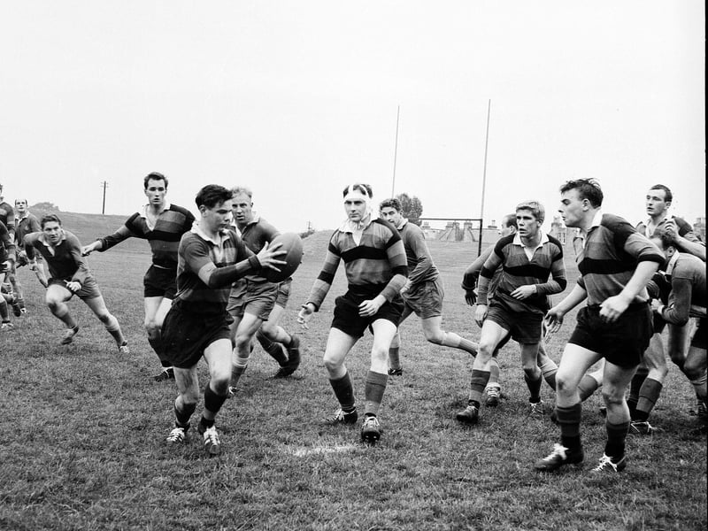  Stewarts FP take on Balmy Beach Tourists at a rugby match in Inverleith Park in October 1963.