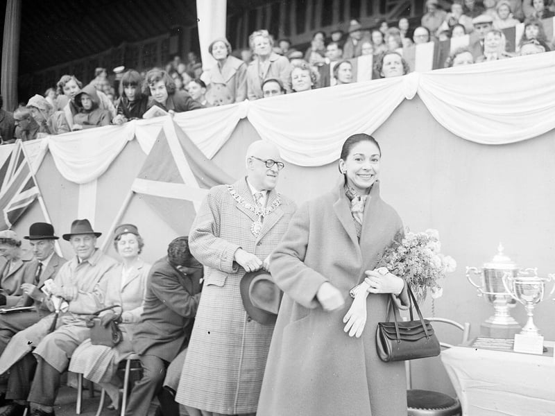 Margot Fonteyn attends a horse show at Inverleith in August 1956.
