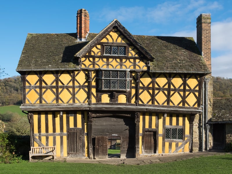 Located in Shropshire,  This castle is home to the best-preserved fortified medieval manor house in all of England.
The castle was built in the 1280s and 1290s by Laurence of Ludlow, who was the richest man in England in the 13th century.  The lovely cottage-style walled garden is open to visitors today.