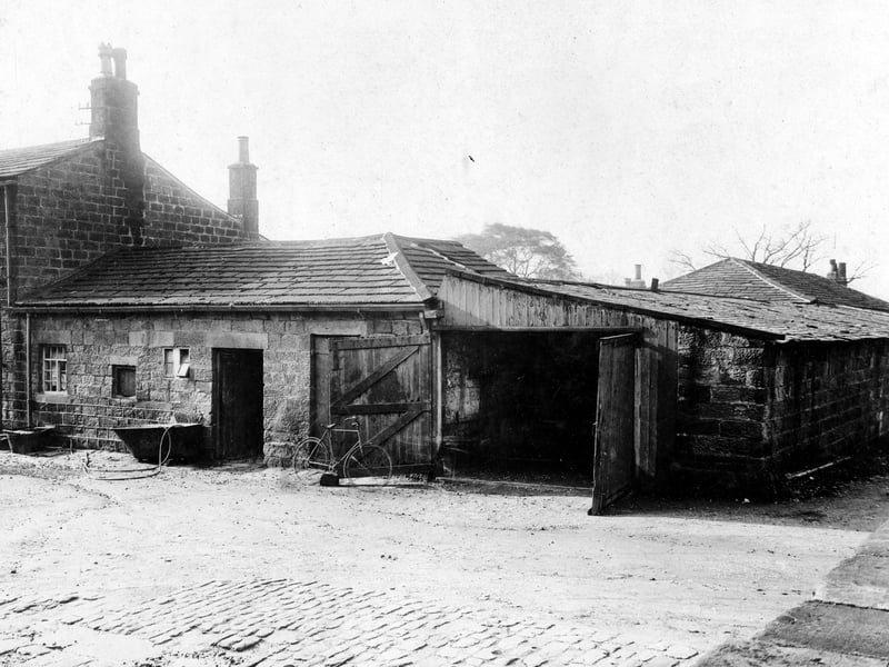 The Roundhay Park stables on Mansion Lane, they were used by Leeds Parks Departments for storage of tools and equipment. Pictured in October 1926.