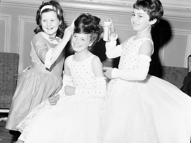 Janice Guthrie, Lorna Gilmour and Ruth Dewar take part in the International Festival of Dancing at the Music Hall in George Street in August 1965.