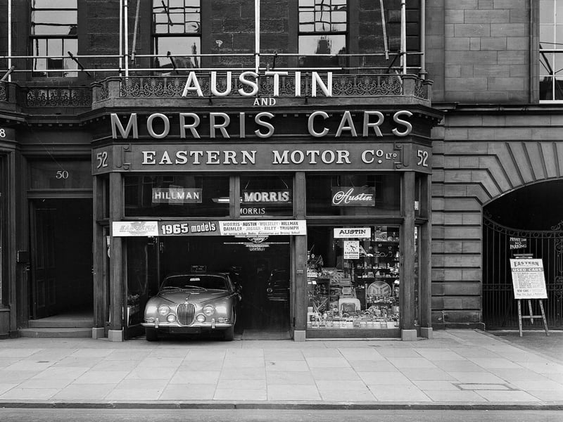 Austin and Morris cars at the Eastern Motor Co. Ltd shop in George Street in October 1964.