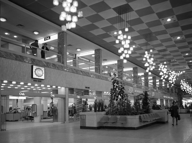The newly-opened Arndale shopping centre, in Doncaster, South Yorkshire, in 1969, with shops including C&A and British Home Stores