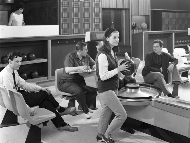 Young people at Silver Blades bowling alley, Sheffield, in 1965