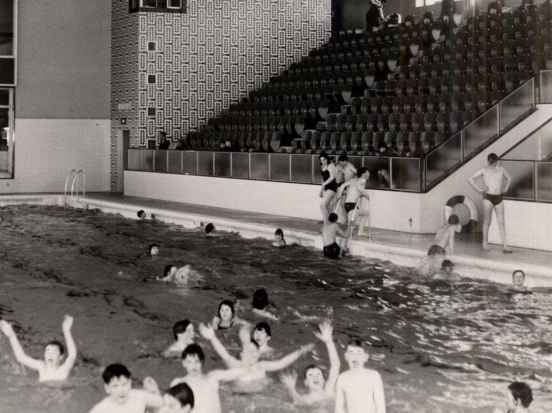 Swimmers at Halifax Pool in April 1966, shortly before the official opening