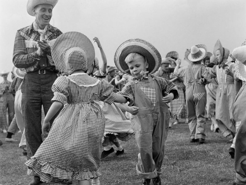 Youngsters pictured during a square dance at Butlin's Filey Holiday Camp in 1952