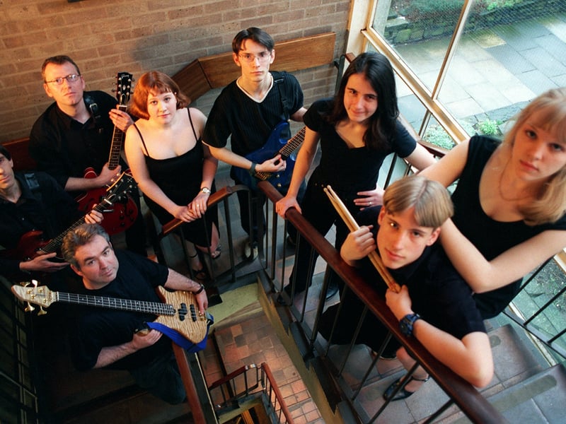 Staff and sixth formers from Benton Park School formed a band Neverdoya to take part in a rock concert at the school in March 1999. Pictured, from left, are Ian Bangay , Andy McColl, Rick Allenby, Gemma Kemp, Thomas Quayle, Heather Mott, Joanne Heys and Jordan Brearley.