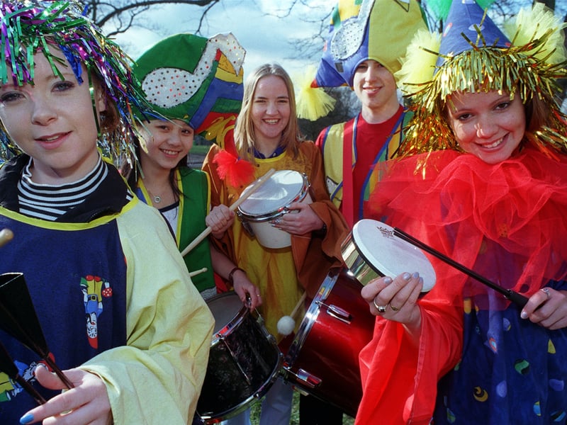 February 1999 and in focus are pupils from Benton Park School who had formed a Samba band for a carnival in Nice. Pictured, from left, are Gemma West, Sheting Lau, Allison Foster, Jordan Brearley and Karen Bradbourne.