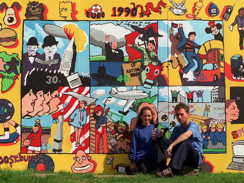 Rawdon Primary School pupils enjoyed help from a visiting artist David Johnson, right, from Whitby, with their project Britain since the 1930s. Also pictured is pupil Rachel Eames.