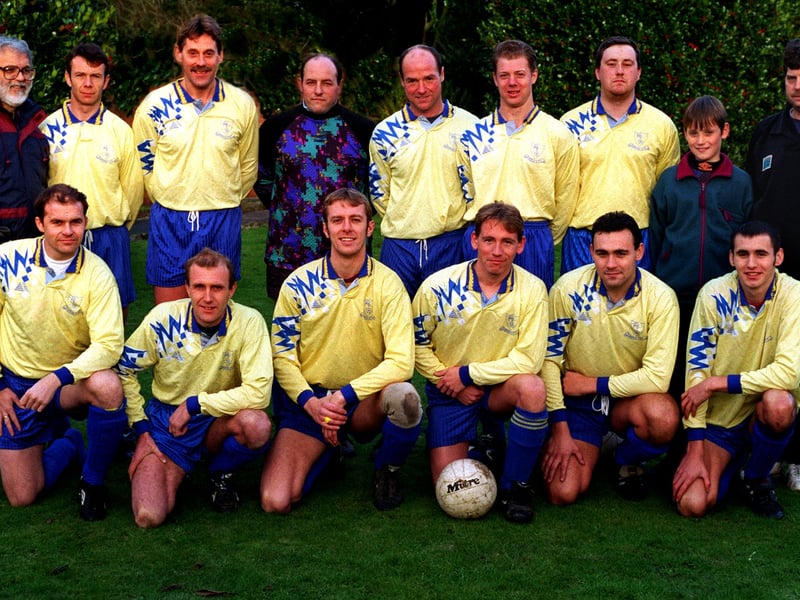Rawdon AFC, who played in Division 3 of the West Riding County Amateur League pictured in November 1996. Back row, from left, are Dave Harrison (secretary), Paul Robinson, Phil Milner, Dave Nash, David Creek, Richard White, Michael Armitage, Harry Milner and Roy Hammond (manager). Front row, from left, are Dale French, Gary Rhodes, Martyn Dunnwell, Andy Wear (captain), Andrew Haran and Michael Haran.