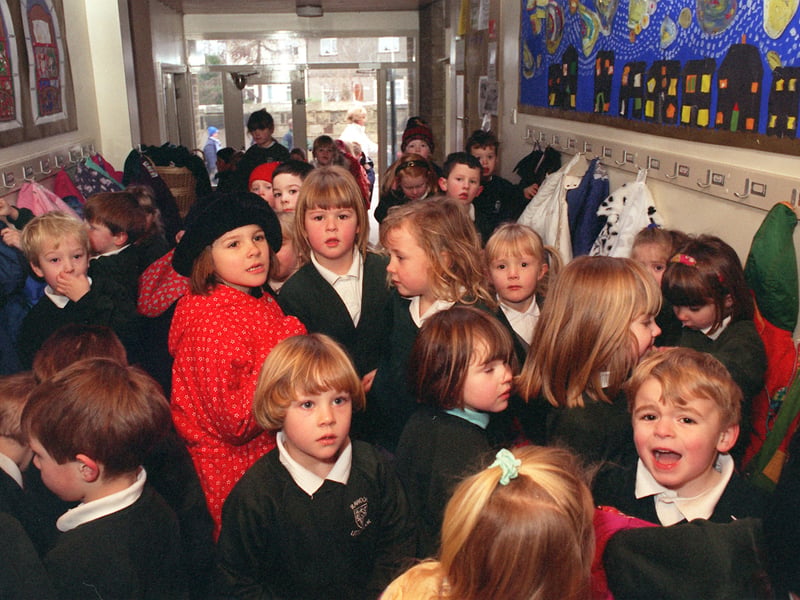 A corridor also doubled as a cloakroom at Rawdon Littlemoor Junior School in January 1997.