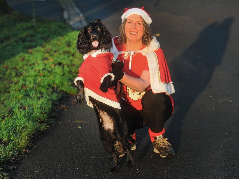 Emma Judge of Morley with Orio at the start of this morning's 5km run around Roundhay Park.