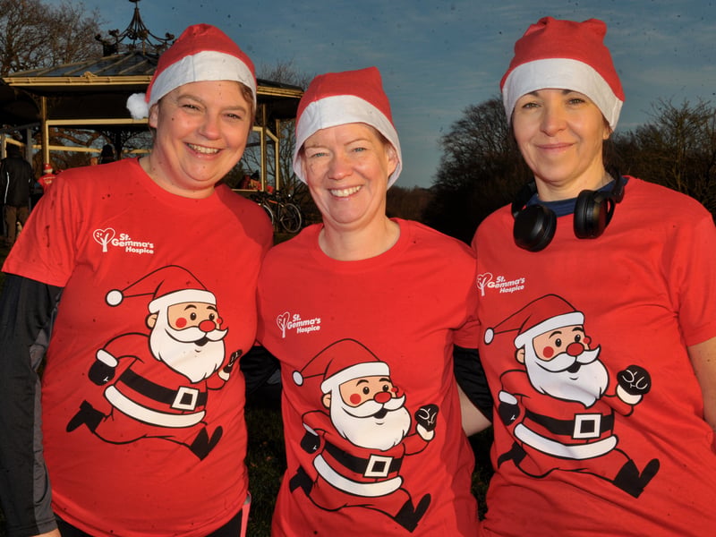 Roundhay Park runners  Liz Holmes of Guiseley, Becky Murphy of Roundhay, Louise Croft of Guiseley