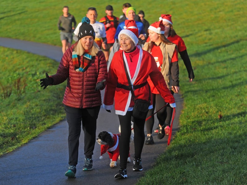 The annual Santa Dash has been held in Leeds to raise funds for local charity St Gemma's Hospice.