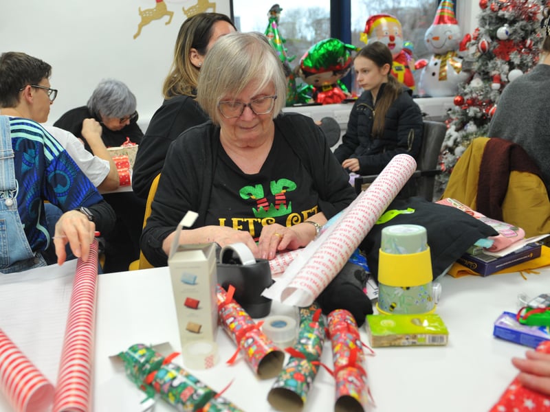 Jean Cooper of Whitkirk hard at work for the good cause.