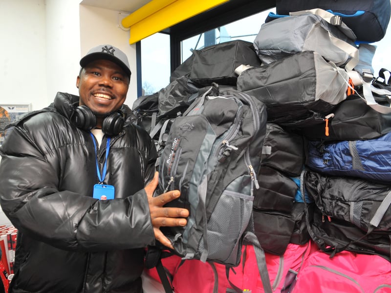 Mustapha Dadoh of Harehill helps out with the rucksacks, which are to be handed out to the homeless on Christmas Eve.