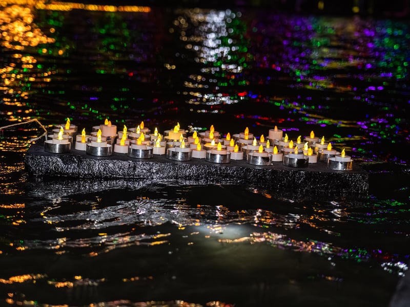 Lake of Lights by Rowans Hospice at Canoe Lake in Southsea. Pictured is the lights on the lake. Pictured by Alec Chapman