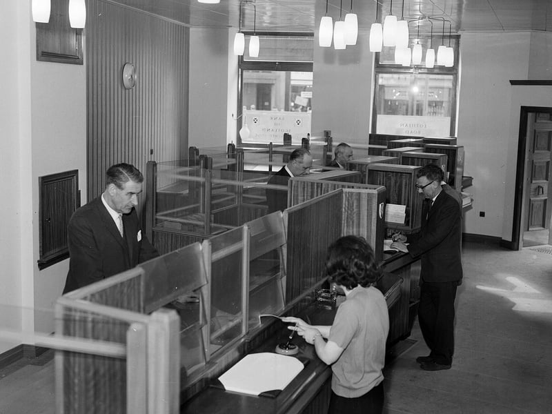 The Bank of Scotland Lothian Road branch following modernisation works in April 1963.