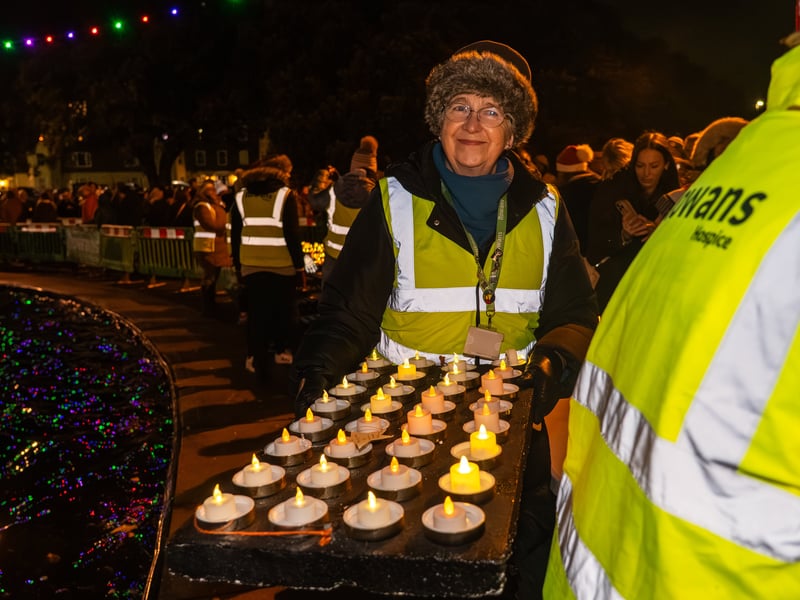 Lake of Lights by Rowans Hospice at Canoe Lake in Southsea. Pictured is Rowan's Hospice Volunteer. Pictured by Alec Chapman