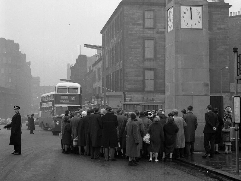 The clock tower presented to city by A Bell and Sons Ltd at Lothian Road in December 1962.