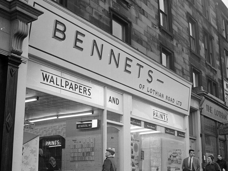 Bennets wallpaper and paint shop on Lothian Road in February 1964.