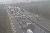 Traffic is backing up after reports of a crash on the M1 southbound near Rotherham and Sheffield. 