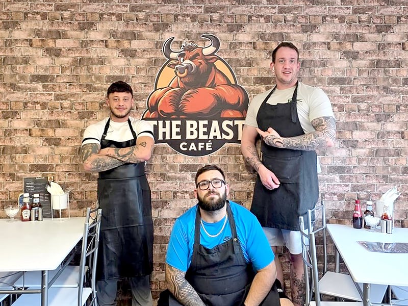 The Beast Cafe in Forton Road, Gosport, opened in November 2025. 

Pictured: Owners of The Beast Cafe (l-r) Owen Arney, Joey Kabadayi and Merlin Archer.


Picture Tayah Thomson