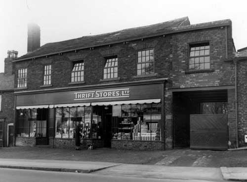 Branch of Thrift Stores, grocers and butchers, one of a chain of shops. Pictured in March 1937