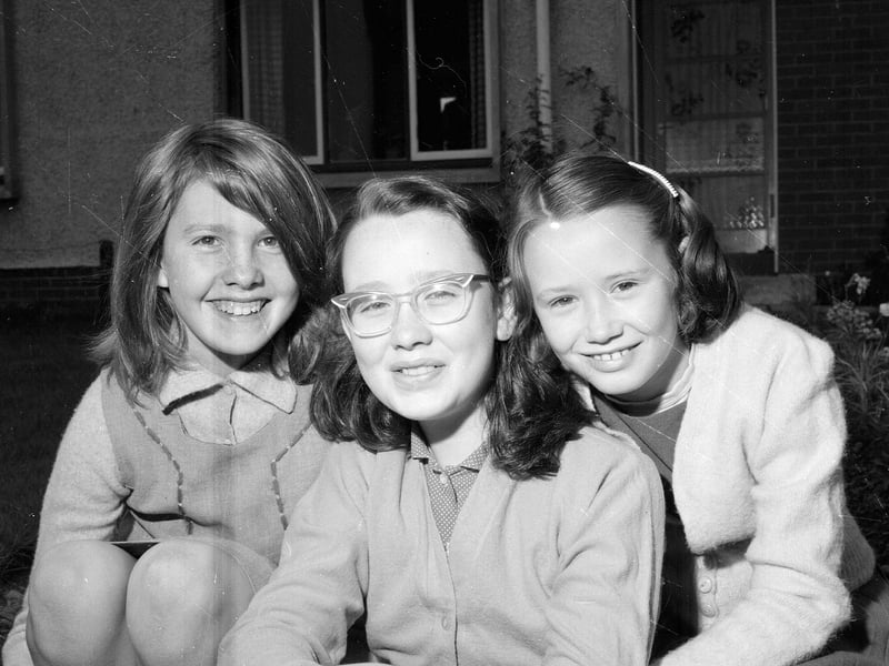 Grace and Elaine Martin and Fiona Findlater at a sale of work at 22 Oxgangs Crescent in September 1964.