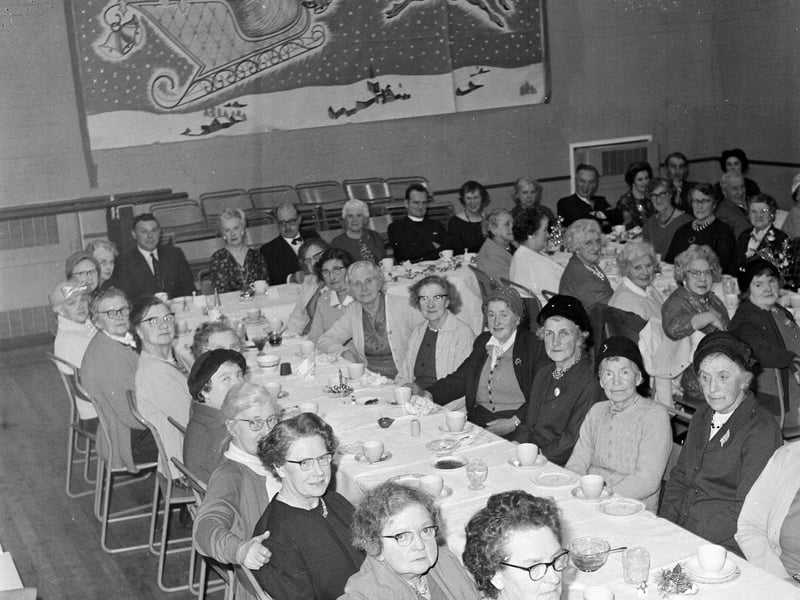 The Cockit Hat Club Christmas dinner in St John's Church, Oxgangs, in December 1963.