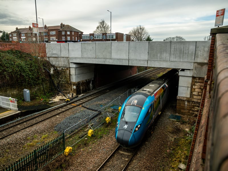 Station Road bridge, which is built over Cross Gates railway station, was demolished and rebuilt as part of a seven month plan to replace the existing 190-year-old bridge. Completing in November 2025, the bridge was reconstructed to accommodate the overhead line equipment (OLE), which will be used to power electric trains on the route.
