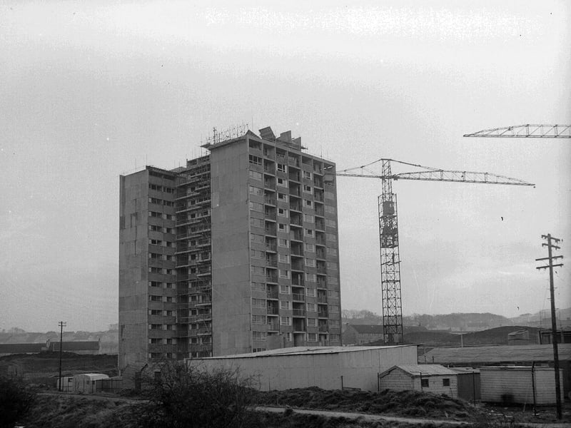 Multistorey flats being built at Oxgangs in February 1963.